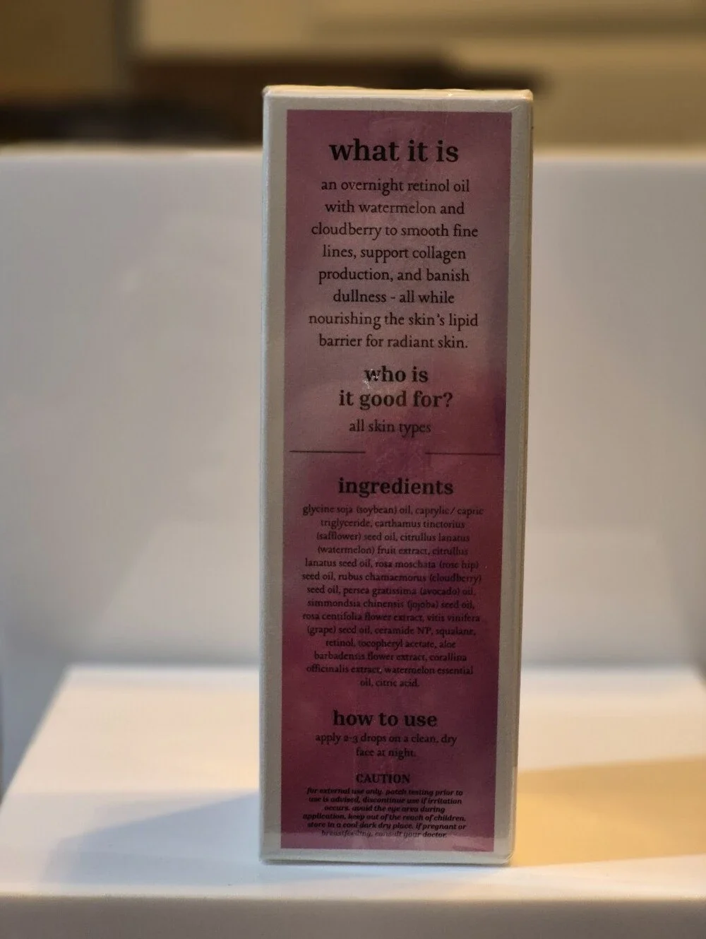Dallas And James Watermelon Dream Overnight Retinol Oil w/Cloudberry, 1oz, NIB